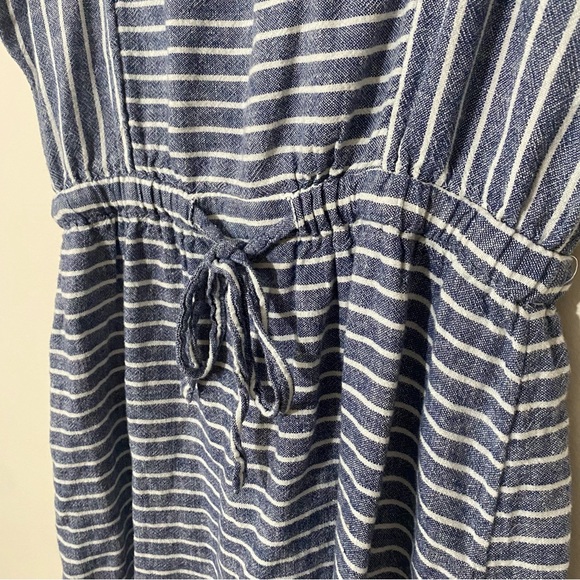 Old Navy Linen Blue and White Striped Draw String Waist Dress S - Picture 11 of 12